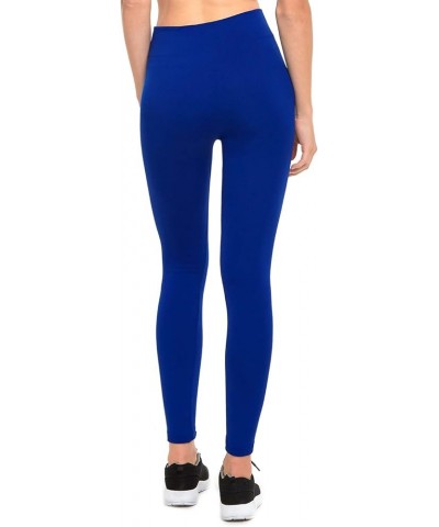 Leggings - Women's Fleece Lined Solid Color Full Length Winter Leggings Free Size Royal Blue $7.97 Leggings