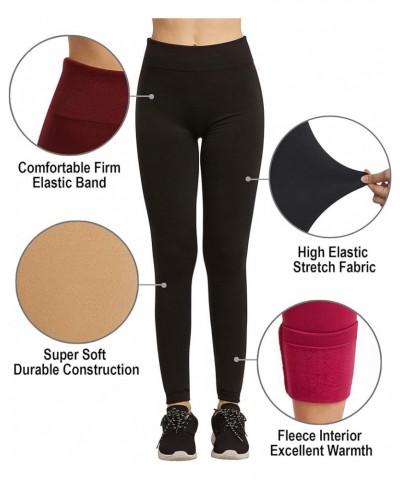 Leggings - Women's Fleece Lined Solid Color Full Length Winter Leggings Free Size Royal Blue $7.97 Leggings