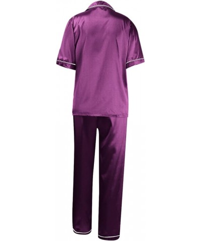 Comfy Pajamas for Women Set Nightgowns Pajama Sets for Women Shorts And Tank Top Night Gowns for Women Long Sleeve A-purple $...