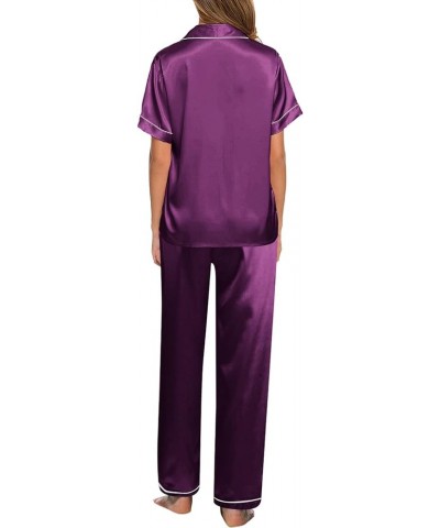 Comfy Pajamas for Women Set Nightgowns Pajama Sets for Women Shorts And Tank Top Night Gowns for Women Long Sleeve A-purple $...