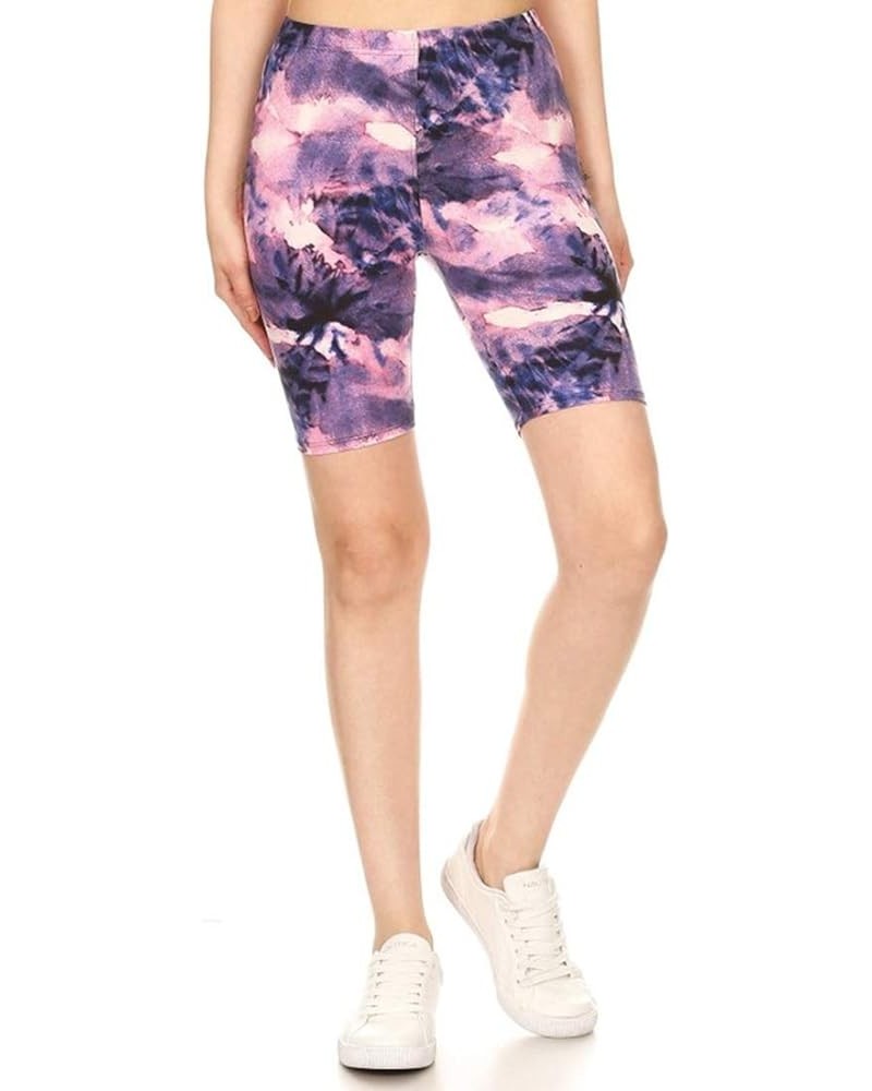 Womens High Waist Printed Fashion Biker Shorts Pink Multi Tie Dye $11.97 Swimsuits