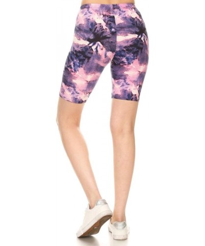 Womens High Waist Printed Fashion Biker Shorts Pink Multi Tie Dye $11.97 Swimsuits