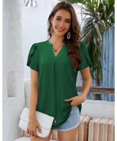 Women Summer Casual Short Sleeve T-Shirts V Neck Tops Short Sleeve Loose Fit Tunic Blouses Green $11.76 Tops