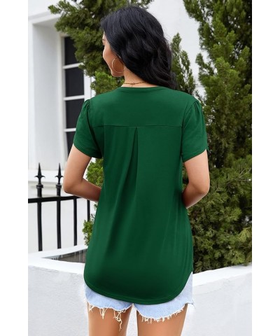 Women Summer Casual Short Sleeve T-Shirts V Neck Tops Short Sleeve Loose Fit Tunic Blouses Green $11.76 Tops