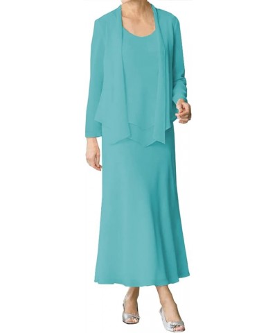 Mother of The Bride Dresses Long Wedding Guest Dresses for Women Chiffon Mother of The Groom Dress with Jacket Turquoise $37....