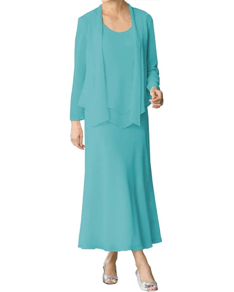 Mother of The Bride Dresses Long Wedding Guest Dresses for Women Chiffon Mother of The Groom Dress with Jacket Turquoise $37....