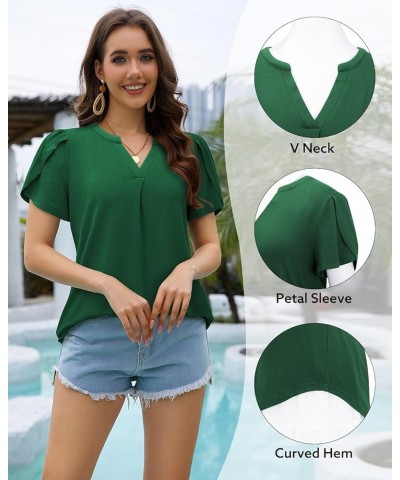 Women Summer Casual Short Sleeve T-Shirts V Neck Tops Short Sleeve Loose Fit Tunic Blouses Green $11.76 Tops