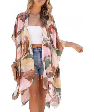 Kimonos for Women Floral Beach Cover Up Loose Swimsuit Bathing Suit Coverup Cardigan for Summer Swimwear Cay Depression $15.8...