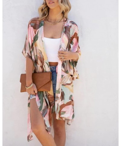 Kimonos for Women Floral Beach Cover Up Loose Swimsuit Bathing Suit Coverup Cardigan for Summer Swimwear Cay Depression $15.8...