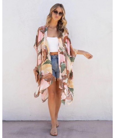 Kimonos for Women Floral Beach Cover Up Loose Swimsuit Bathing Suit Coverup Cardigan for Summer Swimwear Cay Depression $15.8...