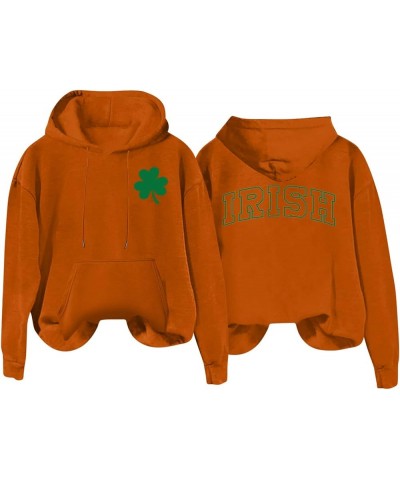 St Patricks Day Sweatshirt Women Cheers Fckers St Patricks Day Hoodie Long Sleeve Clover Pullover Irish Tops 25orange St Patr...