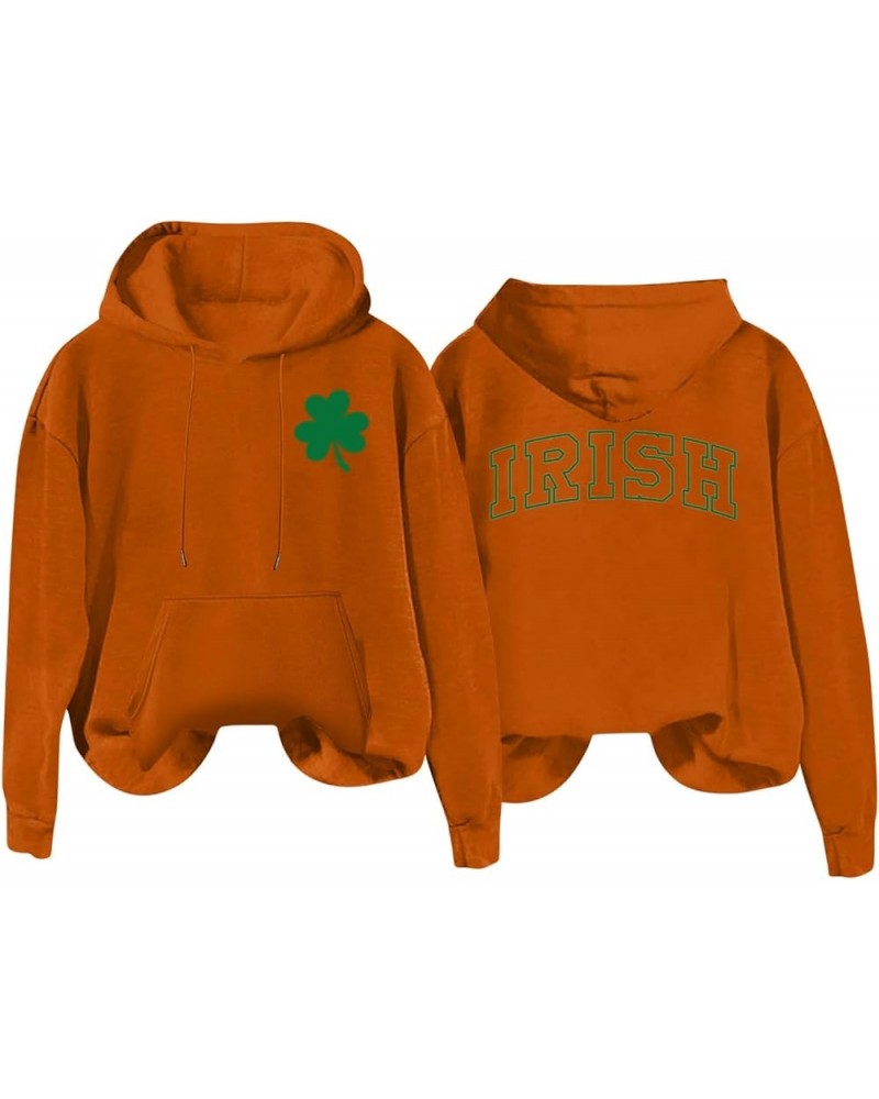 St Patricks Day Sweatshirt Women Cheers Fckers St Patricks Day Hoodie Long Sleeve Clover Pullover Irish Tops 25orange St Patr...