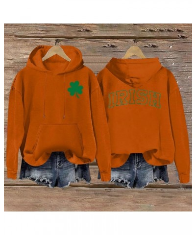 St Patricks Day Sweatshirt Women Cheers Fckers St Patricks Day Hoodie Long Sleeve Clover Pullover Irish Tops 25orange St Patr...