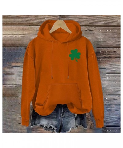 St Patricks Day Sweatshirt Women Cheers Fckers St Patricks Day Hoodie Long Sleeve Clover Pullover Irish Tops 25orange St Patr...