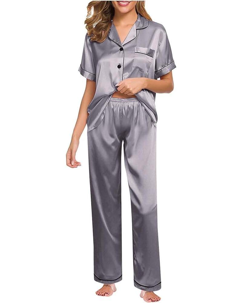 Pajamas for Women Shorts Set With Robe Womens Pajama Sets Sexy Plus Size Valentines Lingerie for Women Silver-b $9.51 Sleep &...