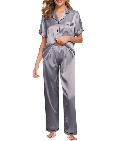 Pajamas for Women Shorts Set With Robe Womens Pajama Sets Sexy Plus Size Valentines Lingerie for Women Silver-b $9.51 Sleep &...