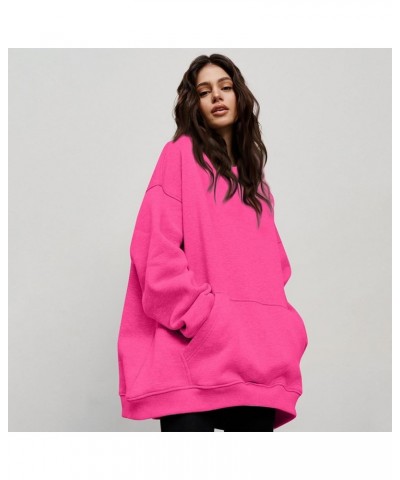 Womens Oversized Hoodies 2023 Solid Color Long Sleeve Drawstring Mid-Length Pullover Trendy Casual Sweatshirts With Pockets H...