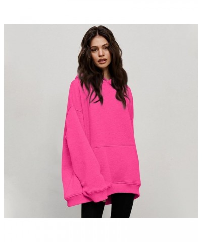 Womens Oversized Hoodies 2023 Solid Color Long Sleeve Drawstring Mid-Length Pullover Trendy Casual Sweatshirts With Pockets H...