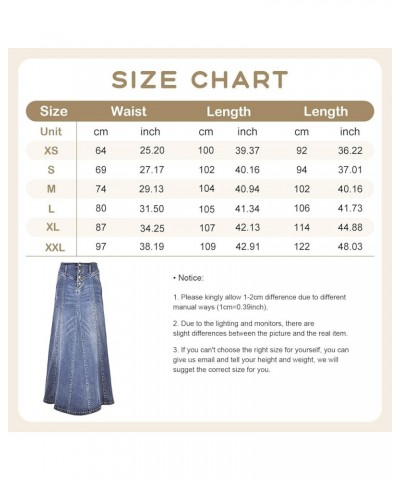 Women's High Rise Distressed Wash Denim Skirt A Line Swing Maxi Long Jean Skirts Light Blue $19.44 Skirts