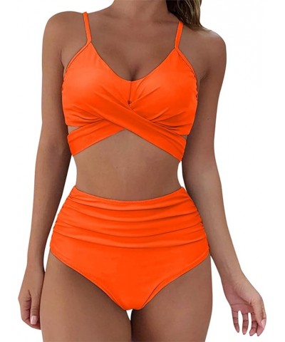 Bikini Sets for Women, Womens High Waisted Tummy Control Bikini Bathing Suits Push Up Back Strap Two Pieces Swimsuits Z42-ora...