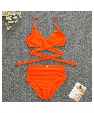 Bikini Sets for Women, Womens High Waisted Tummy Control Bikini Bathing Suits Push Up Back Strap Two Pieces Swimsuits Z42-ora...