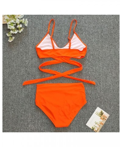 Bikini Sets for Women, Womens High Waisted Tummy Control Bikini Bathing Suits Push Up Back Strap Two Pieces Swimsuits Z42-ora...