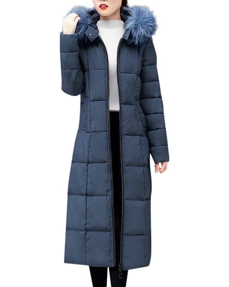 Women's Quilted Down Jacket Full Length Down Puffer Coat Thick Long Down Jackets Waterproof Warm Winter Puffer Jacket Blue $1...