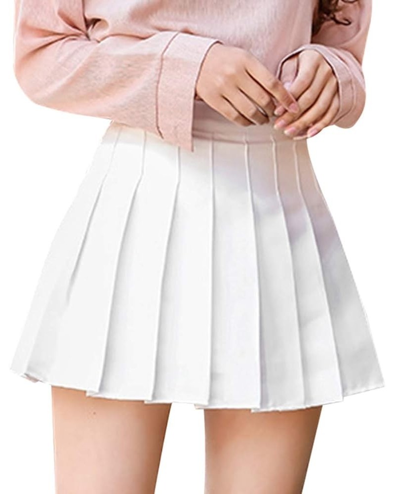 Womens Pleated Mini Plaid Skirt,Girls Uniform Skirts,Ruched Dresses,High Waist Pleated Golf Skirt,Tennis Skirt White $7.27 Sk...