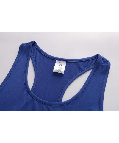 Women's Basic Crop Tops Stretchy Casual Scoop Neck Racerback Sports Crop Tank Top Blue $10.59 Tanks