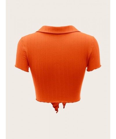 Women Tie Front Bolero Shrug Shirts Trendy Going Out Crop Tops Orange $11.87 Sweaters