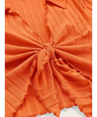 Women Tie Front Bolero Shrug Shirts Trendy Going Out Crop Tops Orange $11.87 Sweaters