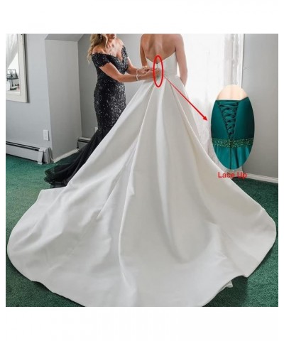 Strapless Satin Wedding Dresses for Bride with Slit Sleeveless Bridal Dresses Ball Gown for Wedding Sage $42.11 Dresses