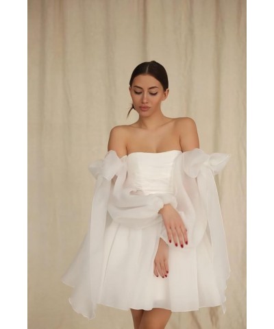 Off The Shoulder Organza Homecoming Dresses Bow Tie Long Sleeve Prom Dresses Short A-Line Formal Cocktail Party Gown Sage $27...