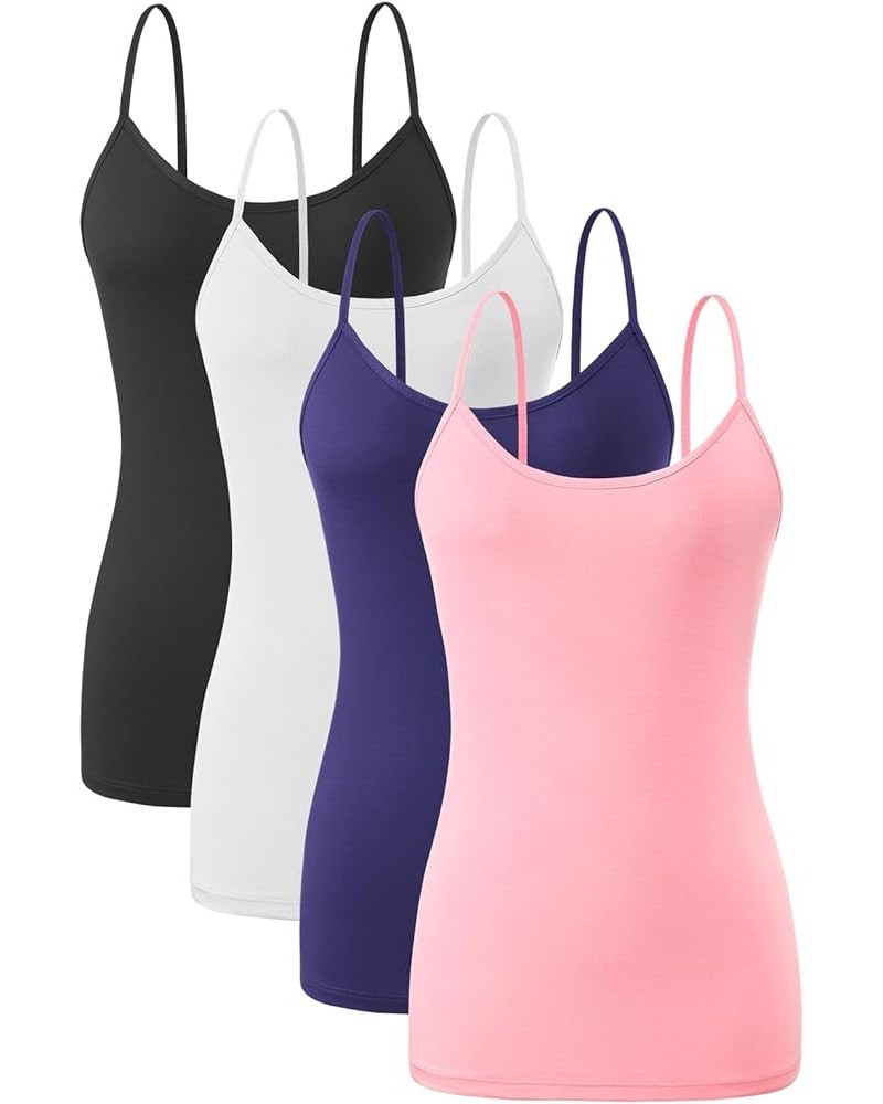 Adjustable Camisole for Women Spaghetti Strap Tank Top Camisoles Bl/Wh/Nv Blue /Pink $12.20 Tops