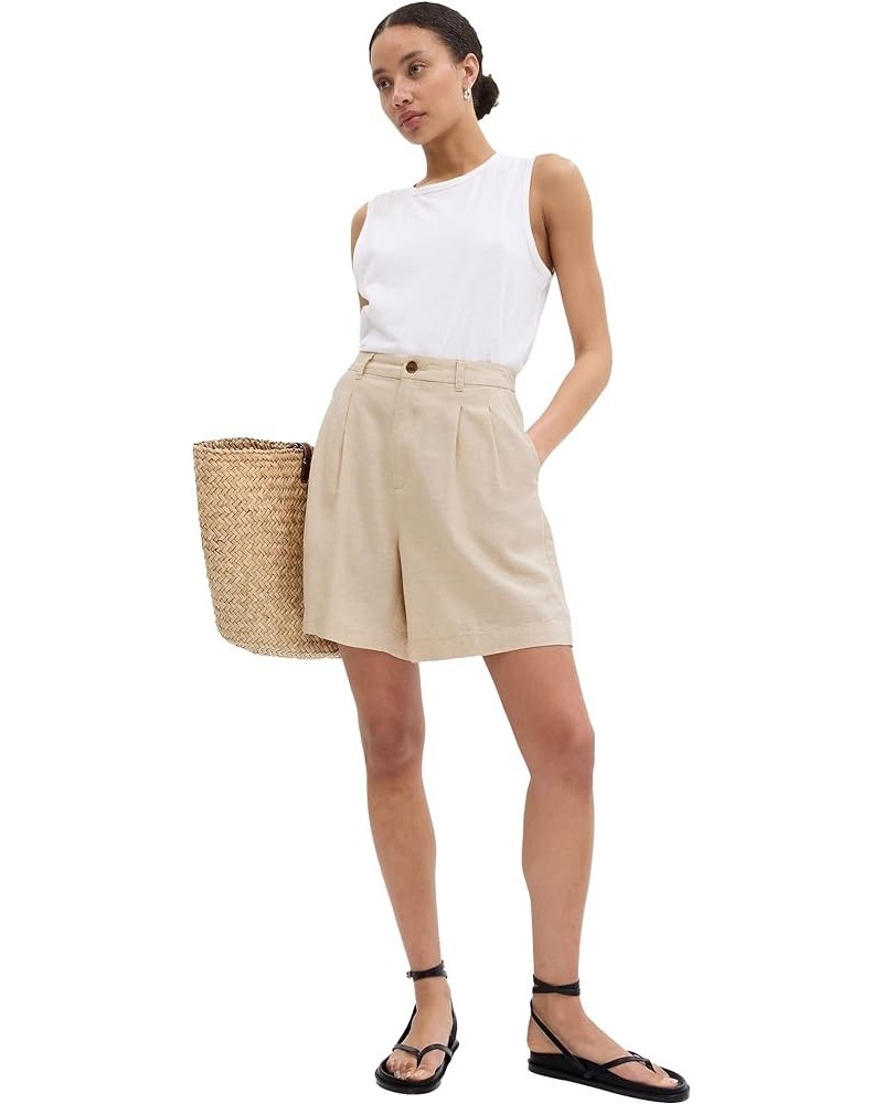 Women's Pleated Linen Shorts Flax Linen $21.58 Shorts