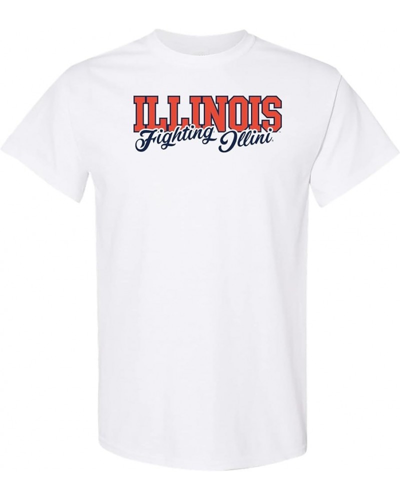 NCAA Fresh Script, Team Color T Shirt, College, University Illinois Fighting Illini White $13.50 T-Shirts