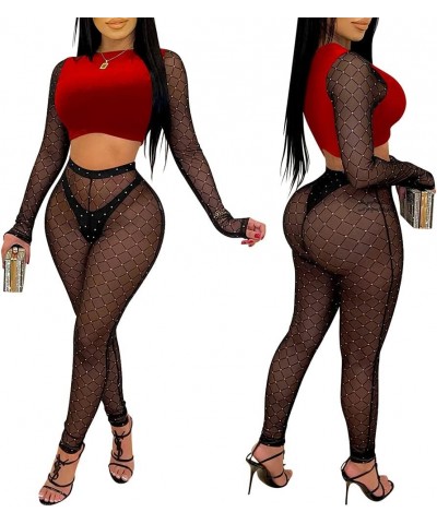 Women's Bodycon Jumpsuits Casual Romper Party Club Outfit Clubwear P Red $18.17 Jumpsuits