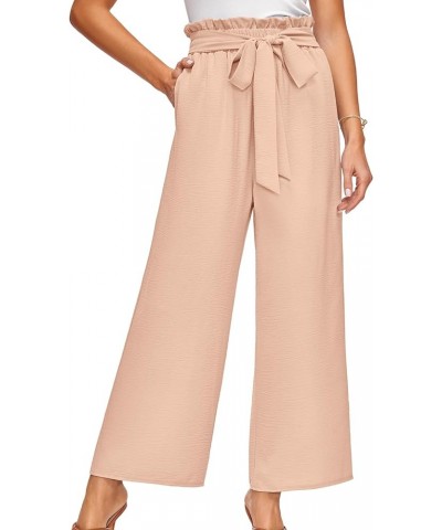 Women's Wide Leg Pants High Waist Adjustable Knot Loose Casual Trousers with Pockets Business Work Casual Pants Beige $14.21 ...