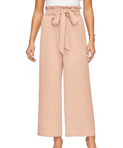 Women's Wide Leg Pants High Waist Adjustable Knot Loose Casual Trousers with Pockets Business Work Casual Pants Beige $14.21 ...