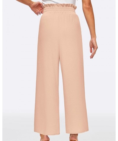 Women's Wide Leg Pants High Waist Adjustable Knot Loose Casual Trousers with Pockets Business Work Casual Pants Beige $14.21 ...