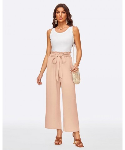 Women's Wide Leg Pants High Waist Adjustable Knot Loose Casual Trousers with Pockets Business Work Casual Pants Beige $14.21 ...