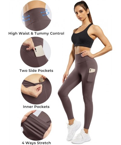 Womens Yoga Pants with Pockets High Waist Workout Leggings Running Pants Burnt Umber $14.78 Pants