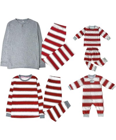 Christmas Family Pajamas Set Black Of Friday Deal Gifts Sleepwear Striped Nightwear Long Sleeve Matching Crew neck Women M-re...