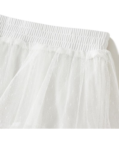 Women's Lace Long Skirts High Waist Ruffle A-Line Layered Tiered Tulle Midi Skirt for Party Club 1 White $11.75 Skirts