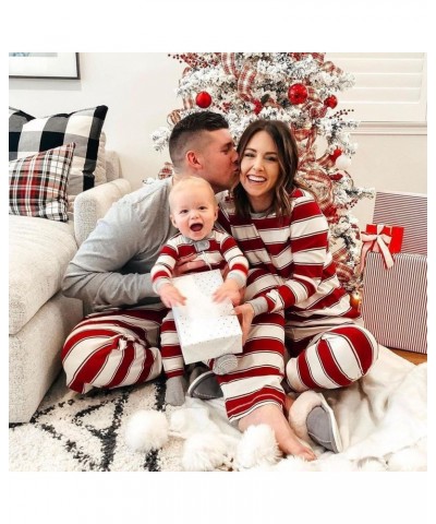 Christmas Family Pajamas Set Black Of Friday Deal Gifts Sleepwear Striped Nightwear Long Sleeve Matching Crew neck Women M-re...