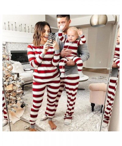 Christmas Family Pajamas Set Black Of Friday Deal Gifts Sleepwear Striped Nightwear Long Sleeve Matching Crew neck Women M-re...