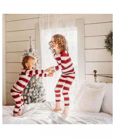 Christmas Family Pajamas Set Black Of Friday Deal Gifts Sleepwear Striped Nightwear Long Sleeve Matching Crew neck Women M-re...