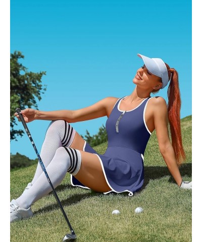 Tennis Dresses for Women with Shorts Pockets and Bra V Neck Racerback Golf Outfits B_blue $24.00 Activewear