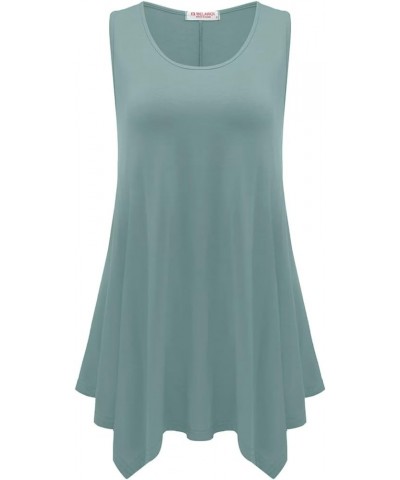 Womens Plus Size Tank Tops Summer Sleeveless Scoop Neck Tunic Shirts Casual Loose T-Shirts Blouse Grayish Green $14.99 Tanks