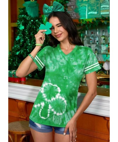 St Patricks Day Women V-Neck Short Sleeve Summer T-Shirt Dreamy Shamrock $12.30 T-Shirts